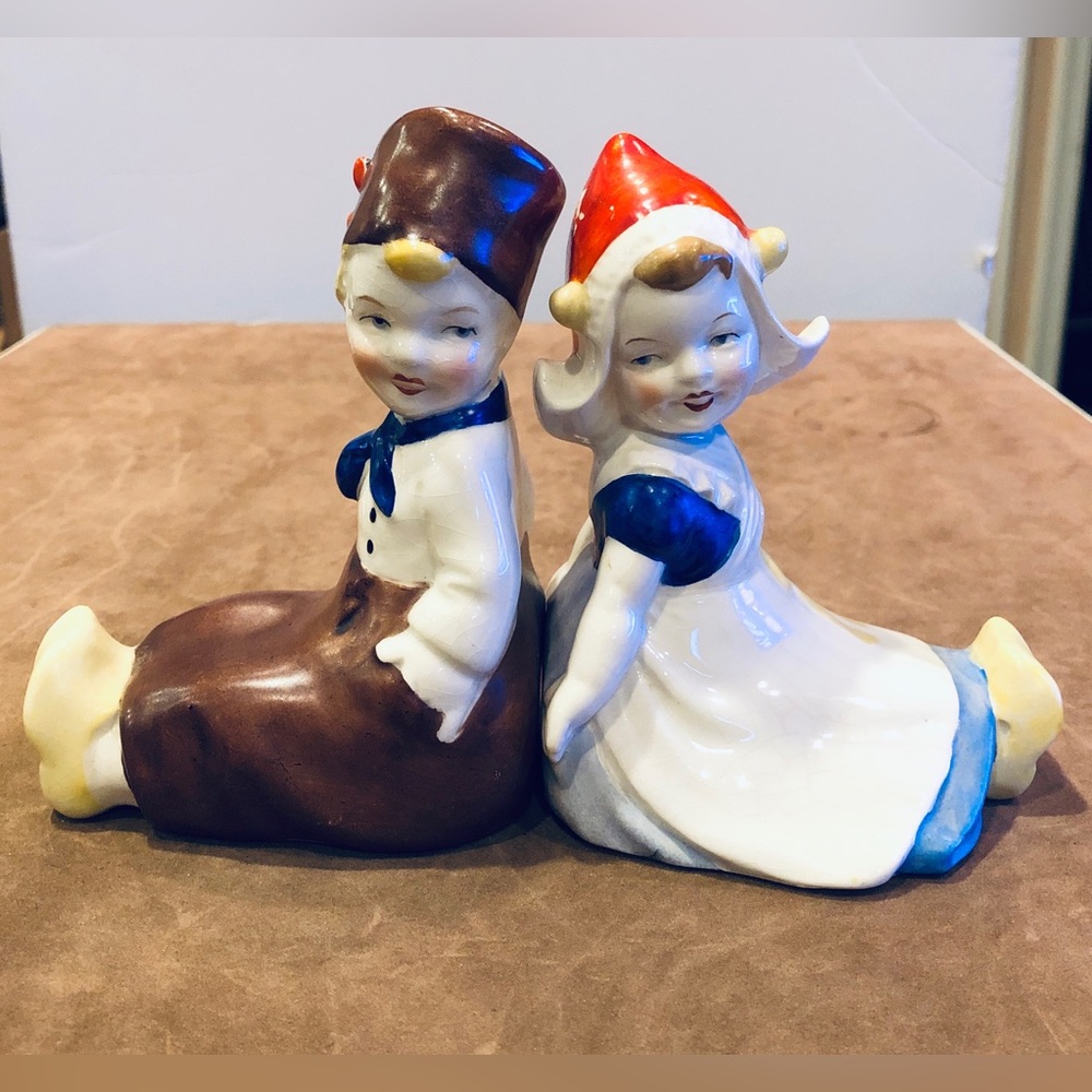 Vintage Dutch Children Ceramic Figurines Made in US Zone German